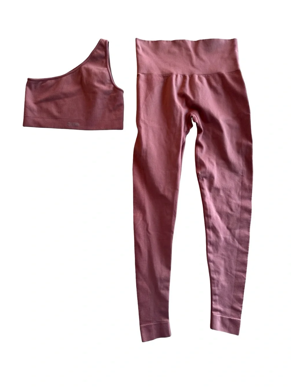 SET Active One-Shoulder Sports Bra & High-Waist Leggings - Dusty Rose